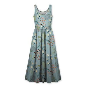 UDEAR Blue & Orange Floral A Line Maxi Dress Size L